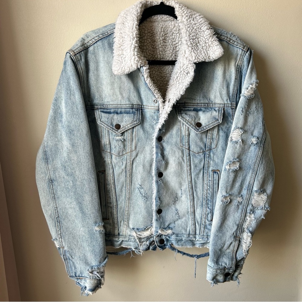 MNML - Distressed Sherpa Denim Jacket